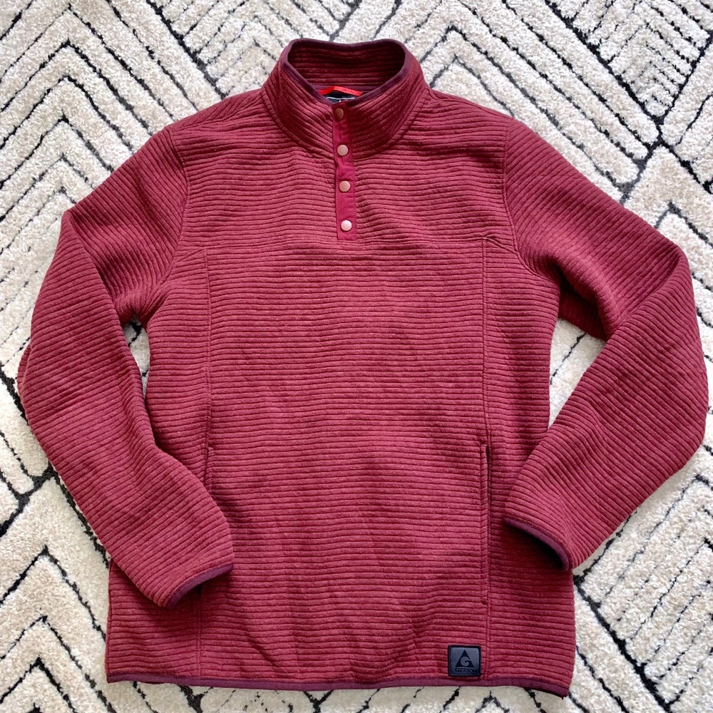 Men's L Snap Mock Sweater Maroon